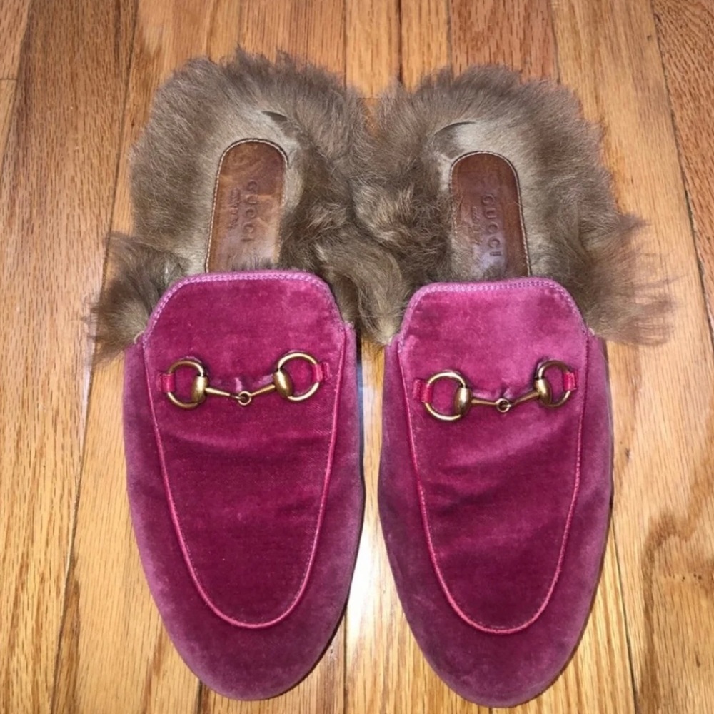 Gucci Princetown Velvet Loafers